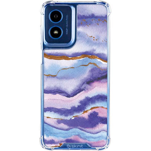 Blue Violet Watercolor Geode Moto G 5G (2024) Clear Case